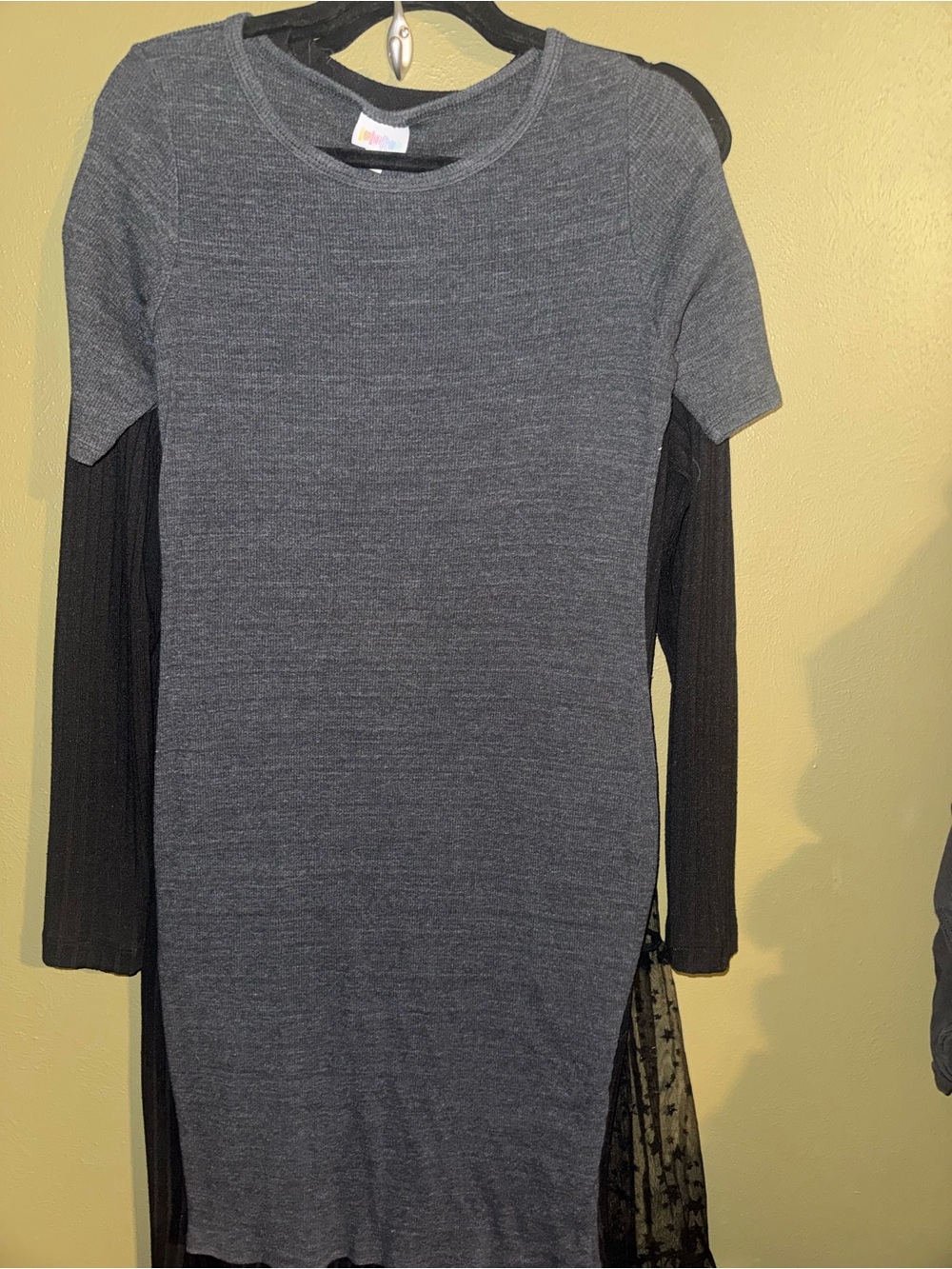 LuLaRoe Gray Layered-Look Midi Dress